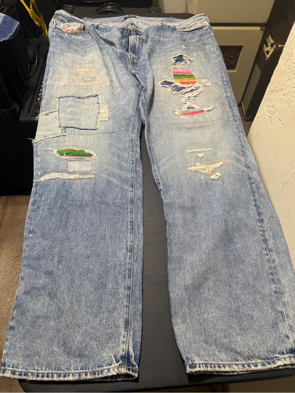 Polo Ralph Lauren Relaxed “Hampton” Straight Jeans with Multicolor Patch Details